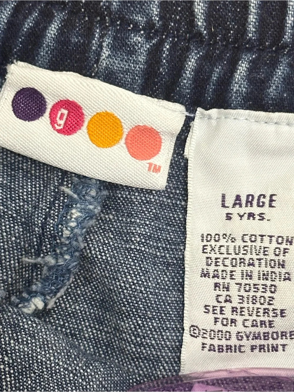 Gymboree Denim Skort with Turquoise Flowers and Pink Stitching